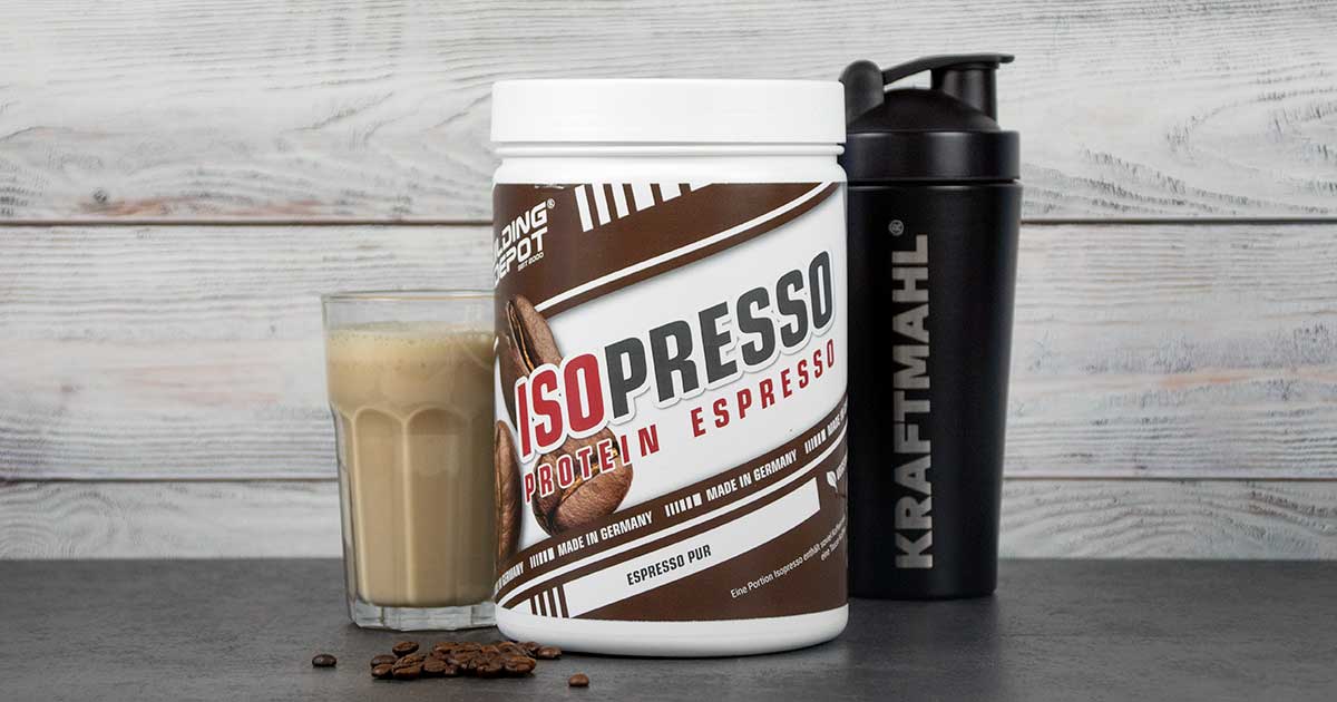 Bild zeigt ISOpresso von Bodybuilding Depot und zubereiteten Shake